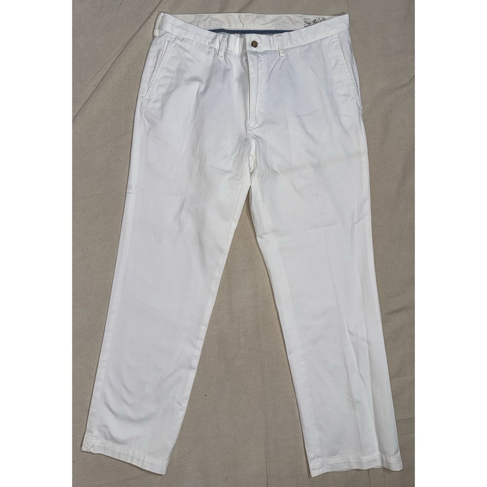 Polo Ralph Lauren Men's White Cotton Casual Pants Straight Leg Flat Front 36/30